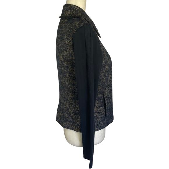 Worth Navy and Shimmering Gold Fringed Button Front Jacket Size 6 - Picture 3 of 9